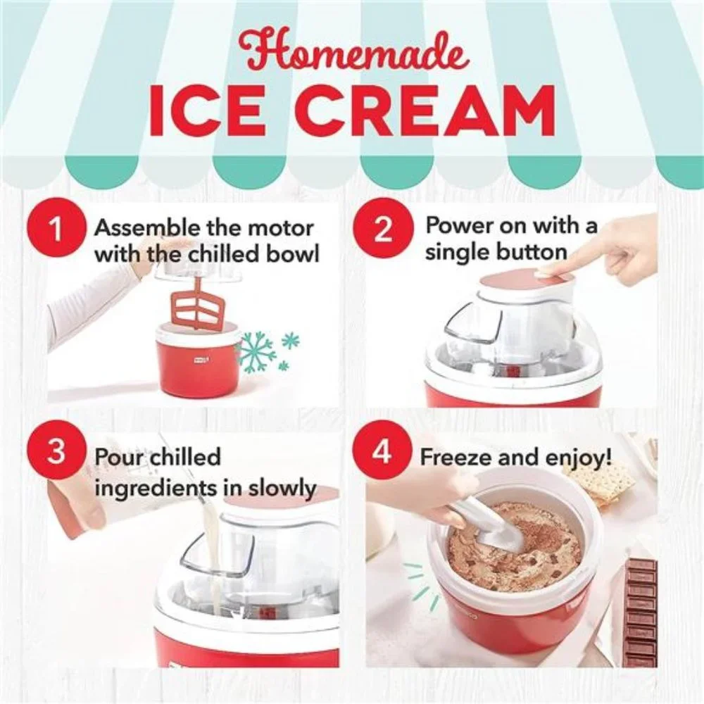 Ice Cream Maker for Gelato, Sorbet, Frozen Yogurt + Ice Pops, with Mixing Bowl - Picture 4 of 5